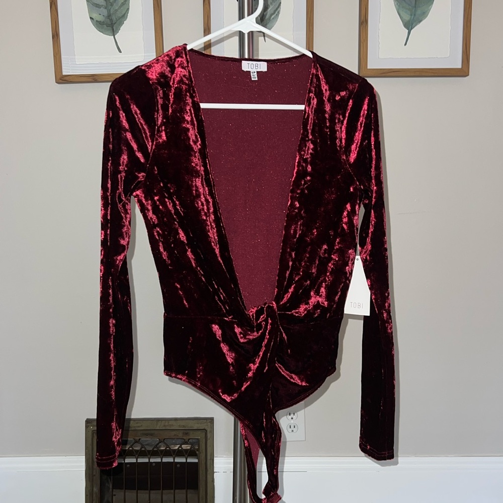 Tobi Velvet Bodysuit - Rich Burgundy NWT Never worn!